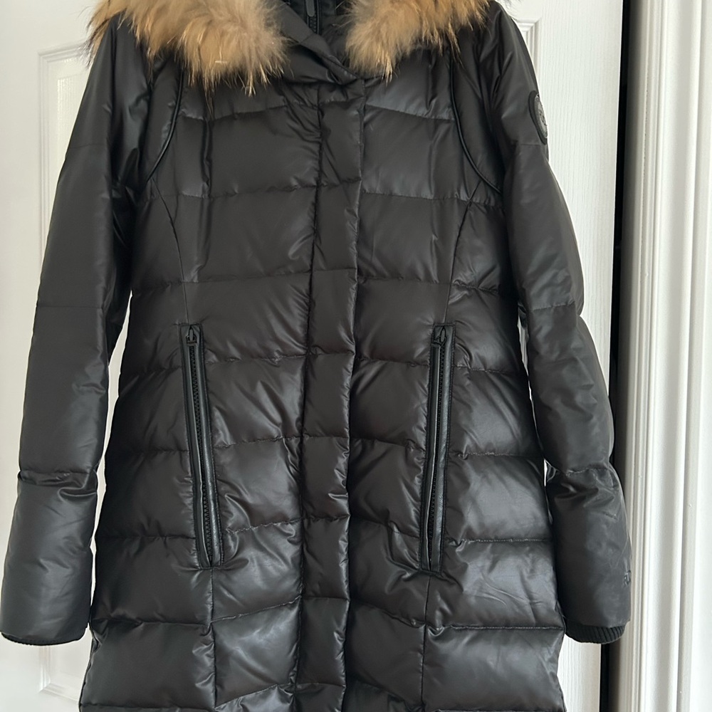 RUDSAK Black Puffer with Brown Fur Trim